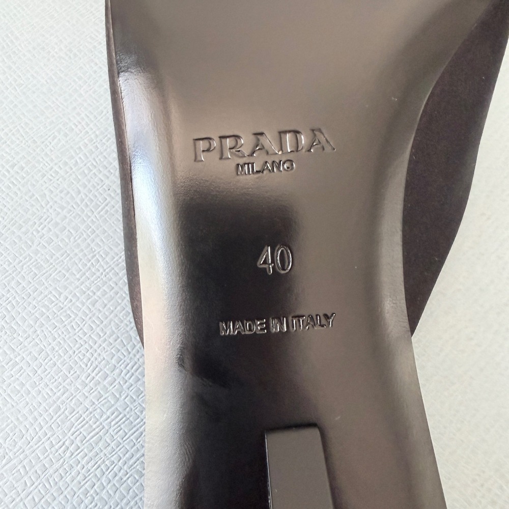 Prada 1I479N Black Satin Square Toe Kitten Heel Mules Sandals Shoes IT 40 - Picture 12 of 13